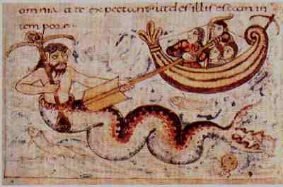 Leviathan, Aus dem "Stuttgarter Psalter", 9. Jh. 