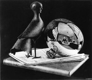 Natura morta con sfera riflettente, litografia, 1934