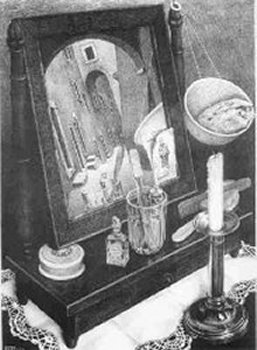 Natura morta con specchio, litografia, 1934